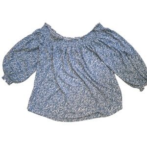 MELLODAY Blue and White Patterned Women's Top